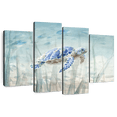 thumbnail image 1 of Elephant Stock Undersea Turtle Wall Art - Horizontal Multi Panel Canvas - Living Room Wall Decor - Animal Multi Panel - Blue And Beige Decor By Danhui Nai - 52" x 32", 1 of 2