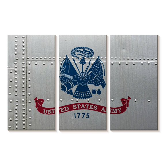 Elephant Stock United States Army Wall Art - Horizontal Multi Panel Canvas - Living Room Wall Decor - Military Multi Panel - Silver And Blue Decor - 23" x 14"