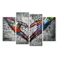 thumbnail image 1 of Elephant Stock Urban Love Heart Wall Art - Horizontal Multi Panel Canvas - Living Room Wall Decor - Love Multi Panel - Black And Gray Decor - 84" x 54", 1 of 4