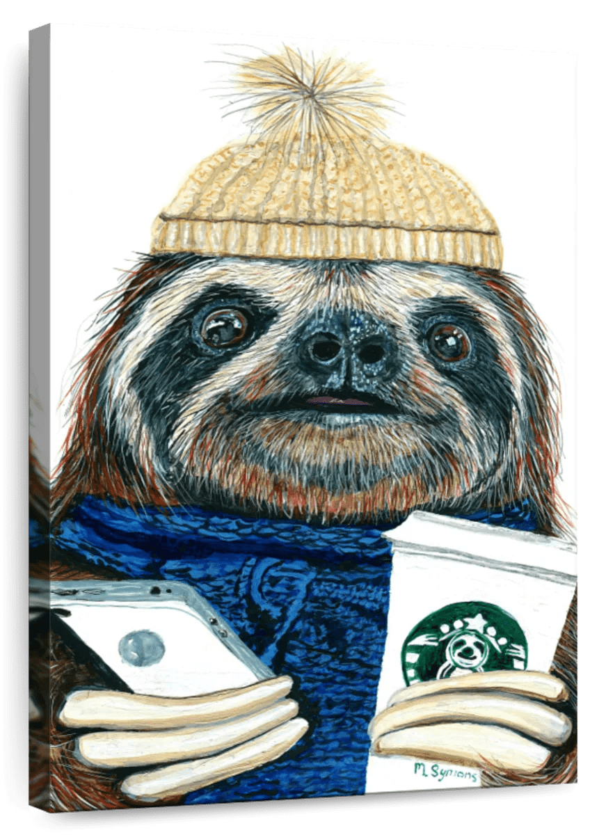 Elephant Stock Urban Sloth Wall Art Vertical Canvas Wall Art Living