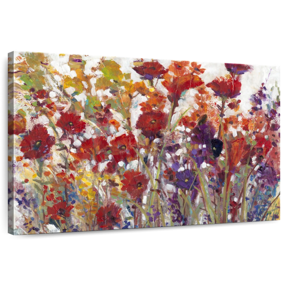 Elephant Stock Variety Of Flowers I Wall Art - Horizontal Canvas Wall Art - Living Room Wall Decor - Floral And Botanical Canvas - Red And Purple Decor By Tim O'toole - 12" x 8"