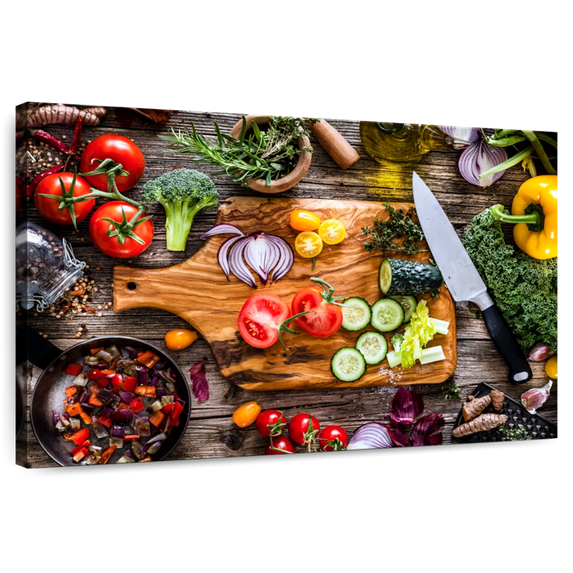 Elephant Stock Vegetable Fresh Ingredients Wall Art - Horizontal Canvas Wall Art - Kitchen Wall Decor - Food And Drink Canvas - Orange And Red Decor - 12" x 8"