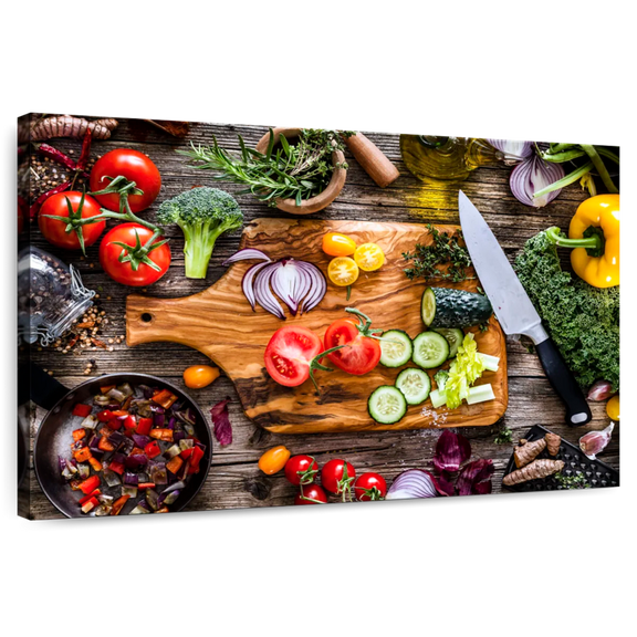 Elephant Stock Vegetable Fresh Ingredients Wall Art - Horizontal Canvas Wall Art - Kitchen Wall Decor - Food And Drink Canvas - Orange And Red Decor - 36" x 24"