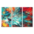 thumbnail image 1 of Elephant Stock Vibrant Splash Abstract Wall Art - Horizontal Multi Panel Canvas - Living Room Wall Decor - Abstract Multi Panel - Red And Teal Decor - 23" x 14", 1 of 4