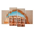 thumbnail image 1 of Elephant Stock View Of Hawa Mahal Wall Art - Horizontal Multi Panel Canvas - Living Room Wall Decor - Places Multi Panel - Orange And Blue Decor - 68" x 42", 1 of 4