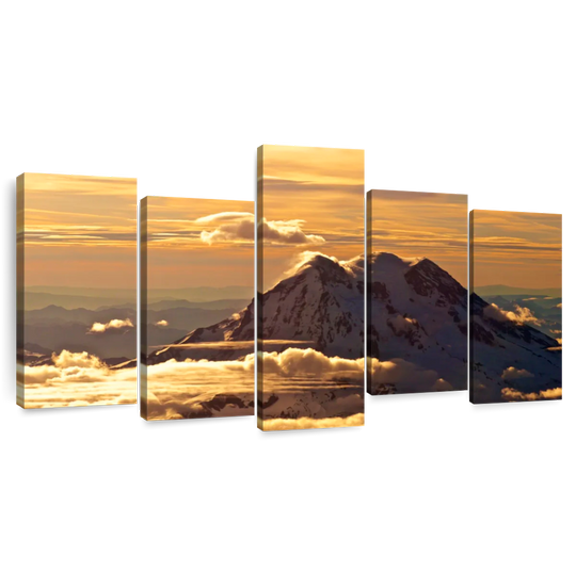 Elephant Stock Vigilant Grazing Deer Wall Art - Horizontal Multi Panel Canvas - Living Room Wall Decor - Animal Multi Panel - Gray And Black Decor - 33" x 20"