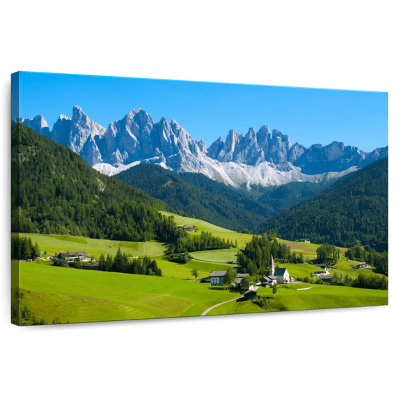 Elephant Stock Village In Santa Maddalena Wall Art - Horizontal Canvas Wall Art - Living Room Wall Decor - Nature Canvas - Blue And Green Decor - 36" x 24"