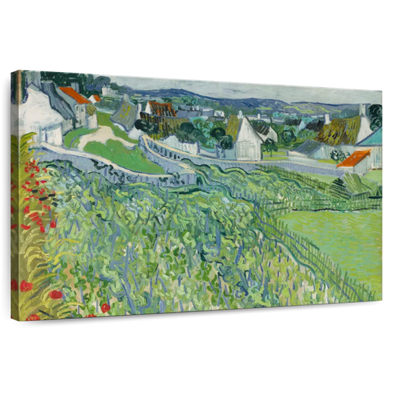 Elephant Stock Vineyards At Auvers Wall Art - Horizontal Canvas Wall Art - Living Room Wall Decor - Nature Canvas - Gray And Green Decor By Vincent Van Gogh - 24" x 16"