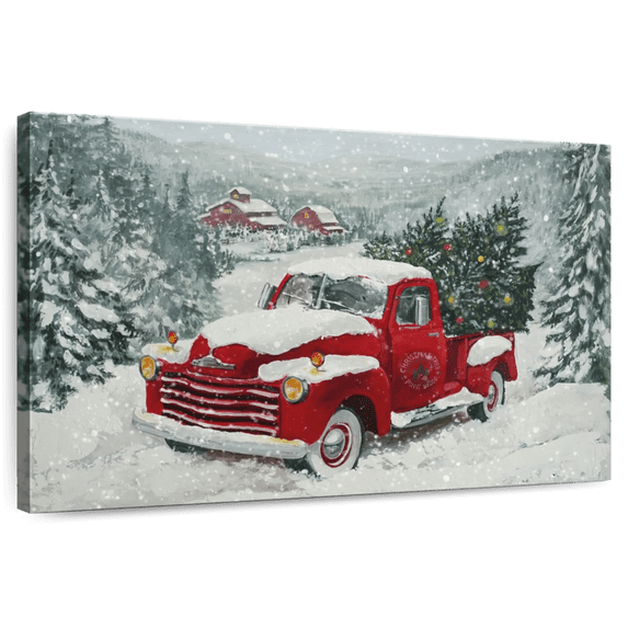 Elephant Stock Vintage Christmas Wall Art - Horizontal Canvas Wall Art - Living Room Wall Decor - Holiday Canvas - Gray And Brown Decor - 12" x 8"