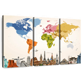 thumbnail image 1 of Elephant Stock Vintage Hues World Map Wall Art - Horizontal Multi Panel Canvas - Living Room Wall Decor - Map Multi Panel - Blue And Yellow Decor - 74" x 48", 1 of 8