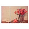 thumbnail image 1 of Elephant Stock Vintage Roses Wall Art - Horizontal Multi Panel Canvas - Living Room Wall Decor - Love Multi Panel - Beige And Pink Decor - 38" x 24", 1 of 4
