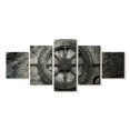 thumbnail image 1 of Elephant Stock Vintage Ship Wheel Wall Art - Horizontal Multi Panel Canvas - Living Room Wall Decor - Nautical Multi Panel - Gray And Blue Decor - 68" x 30", 1 of 4