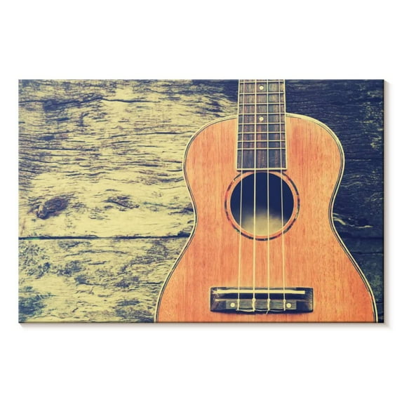 Elephant Stock Vintage Ukulele Wall Art - Horizontal Canvas Wall Art - Living Room Wall Decor - Music Canvas - Orange And Beige Decor - 39" x 26"