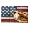 thumbnail image 1 of Elephant Stock Vintage Us Flag And Baseball Wall Art - Horizontal Multi Panel Canvas - Living Room Wall Decor - Flags Multi Panel - Brown And Orange Decor - 23" x 14", 1 of 4