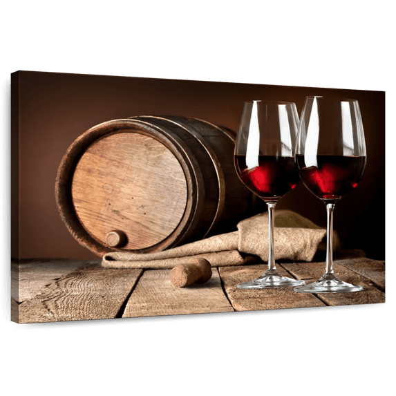 Elephant Stock Vintage Wine Glasses Wall Art - Horizontal Canvas Wall Art - Living Room Wall Decor - Food And Drink Canvas - Black And Brown Decor - 39" x 26"