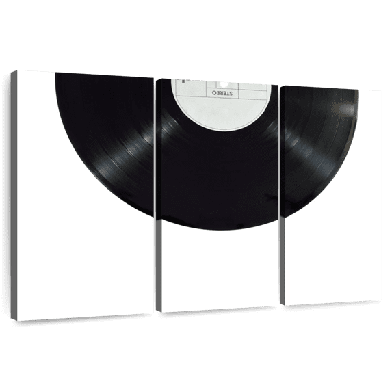Elephant Stock Vinyl Record Wall Art - Horizontal Multi Panel Canvas - Living Room Wall Decor - Music Multi Panel - White And Black Decor - 38" x 24"