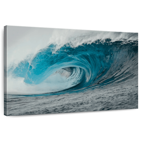 Elephant Stock Violent Blue Wave Wall Art - Horizontal Canvas Wall Art - Living Room Wall Decor - Beach Canvas - Gray And Teal Decor - 12" x 8"