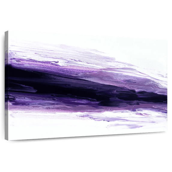 Elephant Stock Violette Wave Wall Art - Horizontal Canvas Wall Art - Living Room Wall Decor - Abstract Canvas - Purple And Gray Decor By Alyson Storms - 24" x 16"