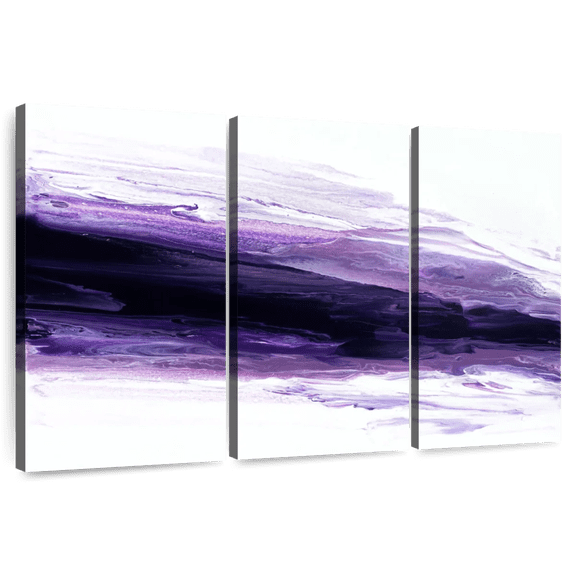 Elephant Stock Violette Wave Wall Art - Horizontal Multi Panel Canvas - Living Room Wall Decor - Abstract Multi Panel - Purple And Gray Decor By Alyson Storms - 33" x 20"