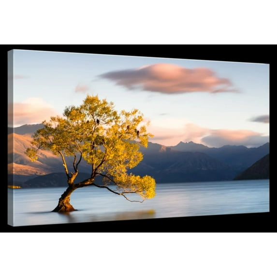 Elephant Stock Wanaka Lake Landscape Wall Art - Horizontal Canvas Wall Art - Living Room Wall Decor - Photography Nature Canvas - Blue And Yellow Decor - 12" x 8"