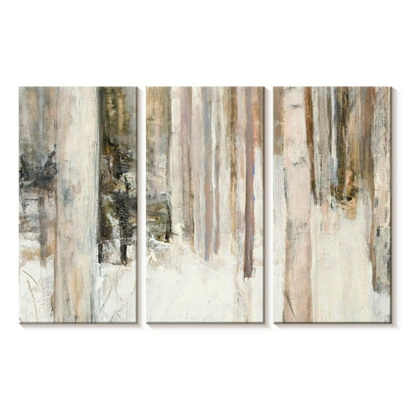 Elephant Stock Warm Winter Light Ii Wall Art - Horizontal Multi Panel Canvas - Living Room Wall Decor - Abstract Multi Panel - Beige And White Decor By Julia Purinton - 23" x 14"