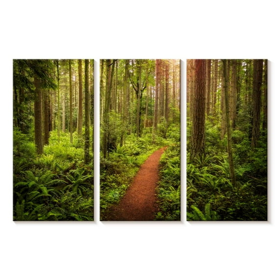 Elephant Stock Washington Rainforest Wall Art - Horizontal Multi Panel Canvas - Living Room Wall Decor - Nature Multi Panel - Green And Brown Decor - 23" x 14"