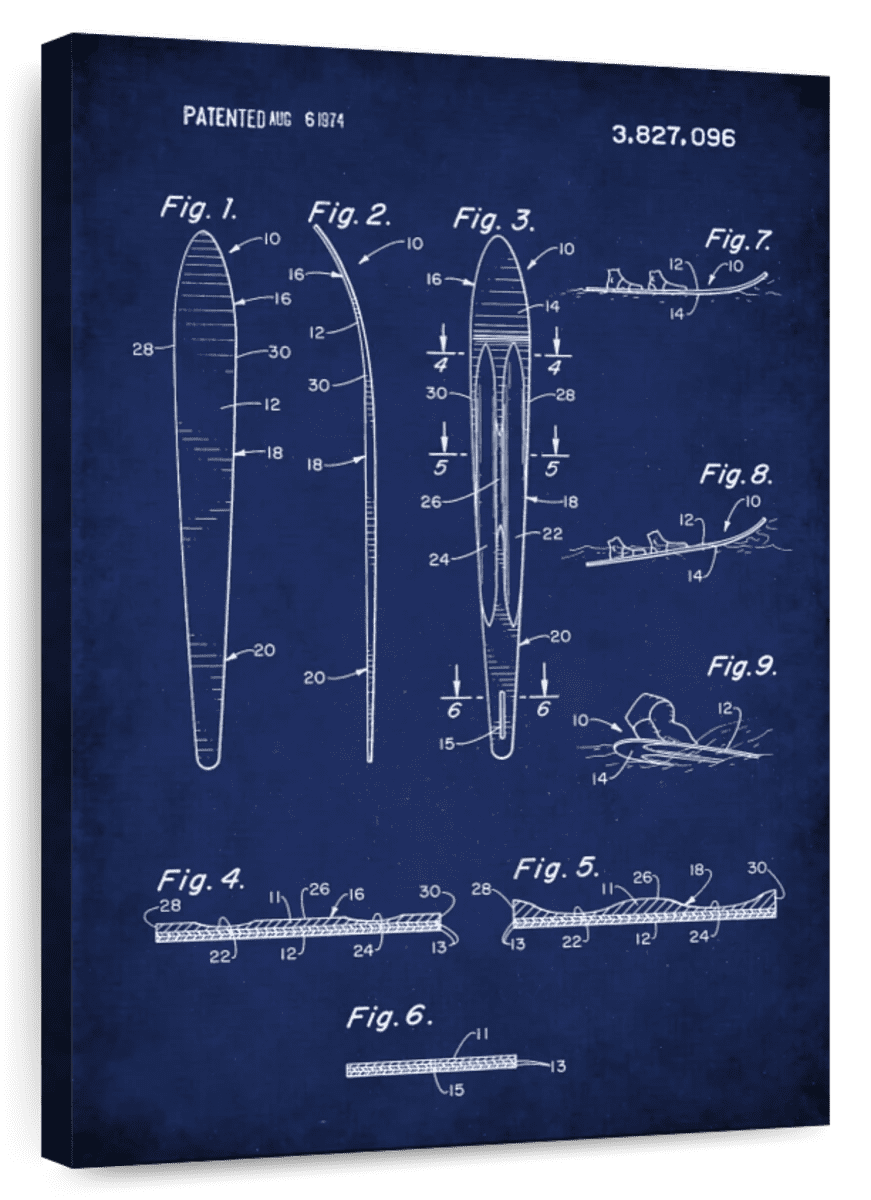 Elephant Stock Water Ski Patent Wall Art - Vertical Canvas Wall Art ...