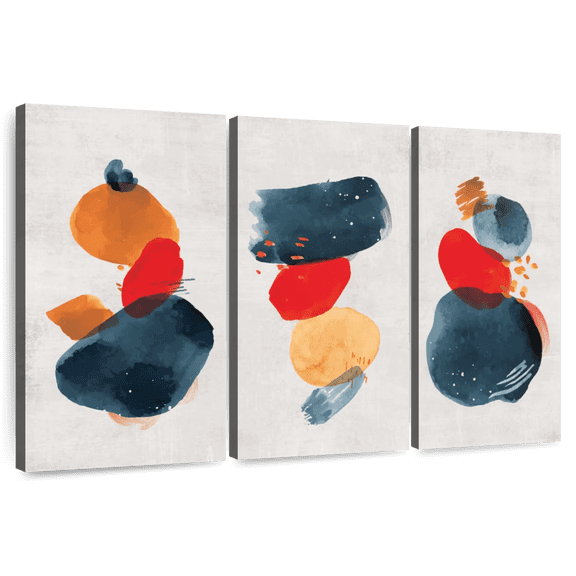 Elephant Stock Watercolor Blotches Wall Art - Horizontal Multi Panel Canvas - Living Room Wall Decor - Abstract Multi Panel - Orange And Red Decor - 74" x 48"