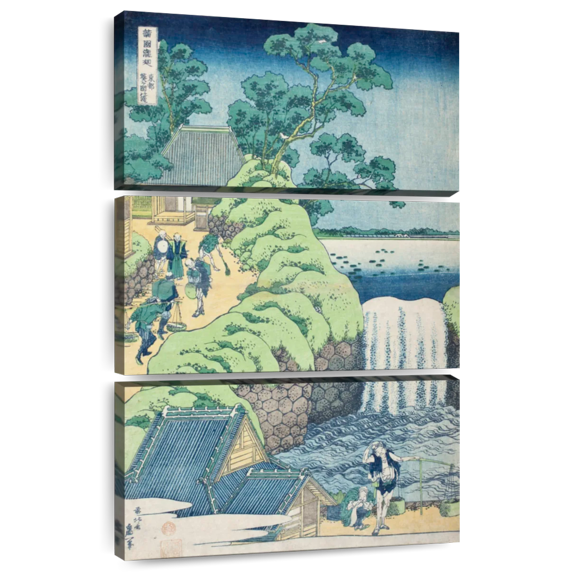Elephant Stock Waterfall At Aoigaoka In Edo Wall Art - Vertical Multi Panel Canvas - Living Room Wall Decor - Nature Multi Panel - Blue And Green Decor By Hokusai - 36" x 57"