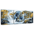 thumbnail image 1 of Elephant Stock Waterfall Landscape Wall Art - Horizontal Multi Panel Canvas - Living Room Wall Decor - Nature Multi Panel - White And Gold Decor - 26" x 12", 1 of 8