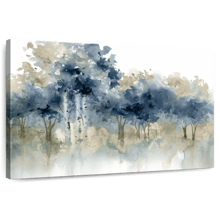 Elephant Stock Waters Edge I Wall Art - Horizontal Canvas Wall Art - Living Room Wall Decor - Abstract Canvas - Blue And Beige Decor By Carol Robinson - 12" x 8"