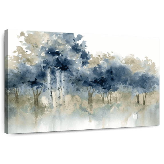 Elephant Stock Waters Edge I Wall Art - Horizontal Canvas Wall Art - Living Room Wall Decor - Abstract Canvas - Blue And Beige Decor By Carol Robinson - 36" x 24"