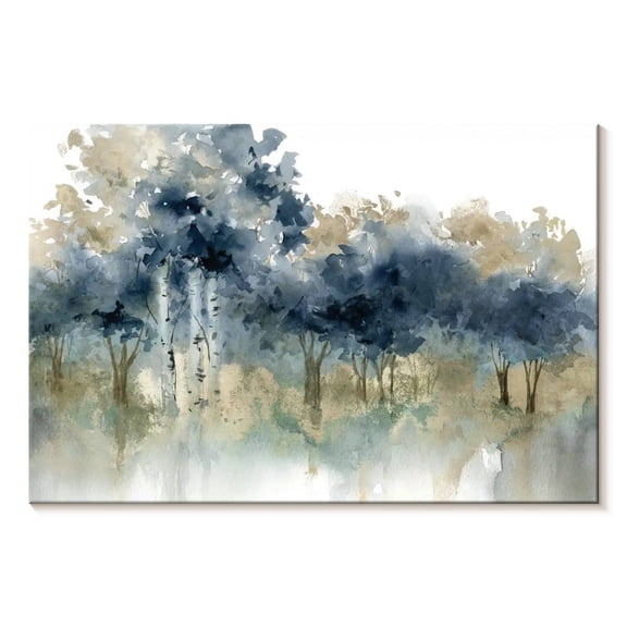 Elephant Stock Waters Edge I Wall Art - Horizontal Canvas Wall Art - Living Room Wall Decor - Abstract Canvas - Blue And Beige Decor By Carol Robinson - 39" x 26"