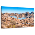 thumbnail image 1 of Elephant Stock Watson Lake Wall Art - Horizontal Canvas Wall Art - Lobby Wall Decor - Nature Canvas - Blue And Beige Decor - 30" x 20", 1 of 8