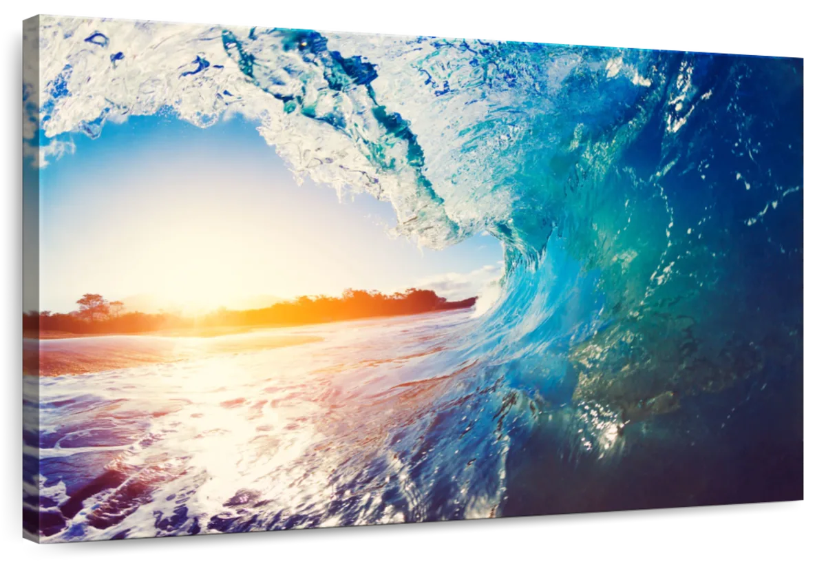 Elephant Stock Wave Curve Sunset Wall Art - Horizontal Canvas Wall Art ...