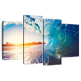 thumbnail image 1 of Elephant Stock Wave Curve Sunset Wall Art - Horizontal Multi Panel Canvas - Living Room Wall Decor - Beach Multi Panel - Blue And Turquoise Decor - 43" x 27", 1 of 8
