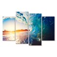 thumbnail image 1 of Elephant Stock Wave Curve Sunset Wall Art - Horizontal Multi Panel Canvas - Living Room Wall Decor - Beach Multi Panel - Blue And Turquoise Decor - 43" x 27", 1 of 4