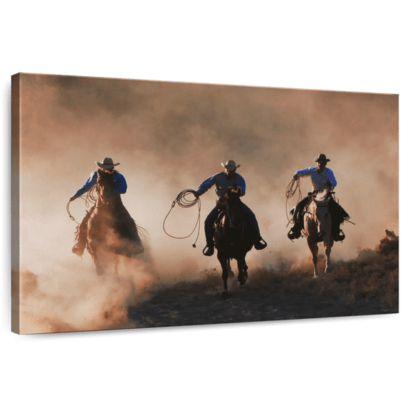 Elephant Stock Western Sundown Wall Art - Horizontal Canvas Wall Art - Living Room Wall Decor - Our America Canvas - Beige And Brown Decor By Jo Walsh - 12" x 8"