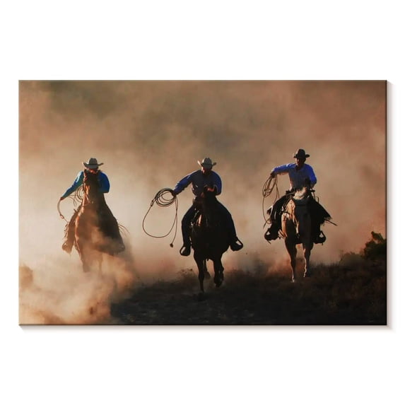 Elephant Stock Western Sundown Wall Art - Horizontal Canvas Wall Art - Living Room Wall Decor - Our America Canvas - Beige And Brown Decor By Jo Walsh - 24" x 16"