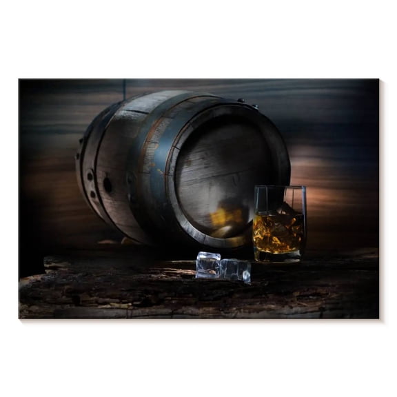 Elephant Stock Whiskey Barrel Wall Art - Horizontal Canvas Wall Art - Living Room Wall Decor - Food And Drink Canvas - Brown And Gray Decor - 39" x 26"