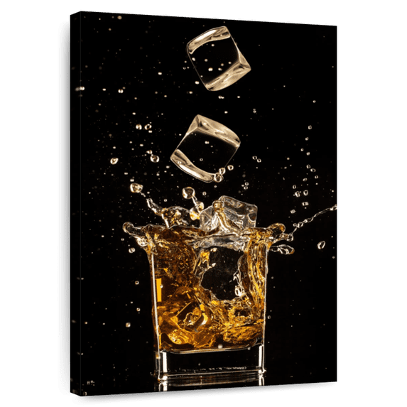 Elephant Stock Whiskey Ice Splash Wall Art - Vertical Canvas Wall Art - Dining Room Wall Decor - Food And Drink Canvas - Black And Orange Decor - 26" x 39"