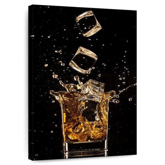 Elephant Stock Whiskey Ice Splash Wall Art - Vertical Canvas Wall Art - Dining Room Wall Decor - Food And Drink Canvas - Black And Orange Decor - 8" x 12"