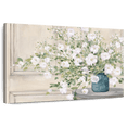 thumbnail image 1 of Elephant Stock White Bouquet Wall Art - Horizontal Canvas Wall Art - Living Room Wall Decor - Floral And Botanical Canvas - Pink And Beige Decor By Julia Purinton - 12" x 8", 1 of 8