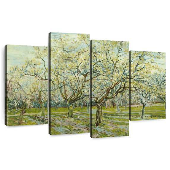 Elephant Stock The White Orchard 1888 Wall Art - Horizontal Multi Panel Canvas - Living Room Wall Decor - Nature Multi Panel - Green And Yellow Decor By Vincent Van Gogh - 68" x 42"