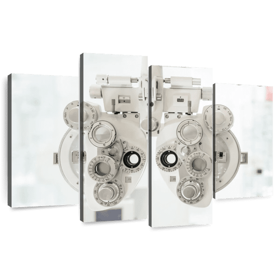 Elephant Stock White Phoropter Wall Art - Horizontal Multi Panel Canvas - Living Room Wall Decor - Profession Multi Panel - White And Black Decor - 84" x 54"