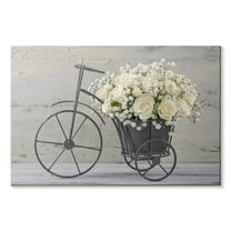 Elephant Stock White Rose Bouquet Wall Art - Horizontal Canvas Wall Art - Living Room Wall Decor - Floral And Botanical Canvas - Gray And White Decor - 12" x 8"