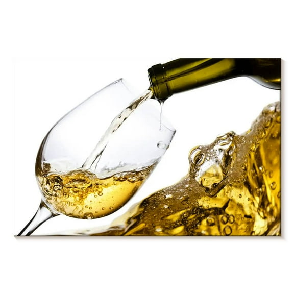 Elephant Stock White Wine Splash Wall Art - Horizontal Canvas Wall Art - Dining Room Wall Decor - Food And Drink Canvas - White And Yellow Decor - 12" x 8"