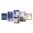 thumbnail image 1 of Elephant Stock White Wolf Wall Art - Horizontal Multi Panel Canvas - Living Room Wall Decor - Animal Multi Panel - Blue And Gray Decor - 80" x 36", 1 of 4