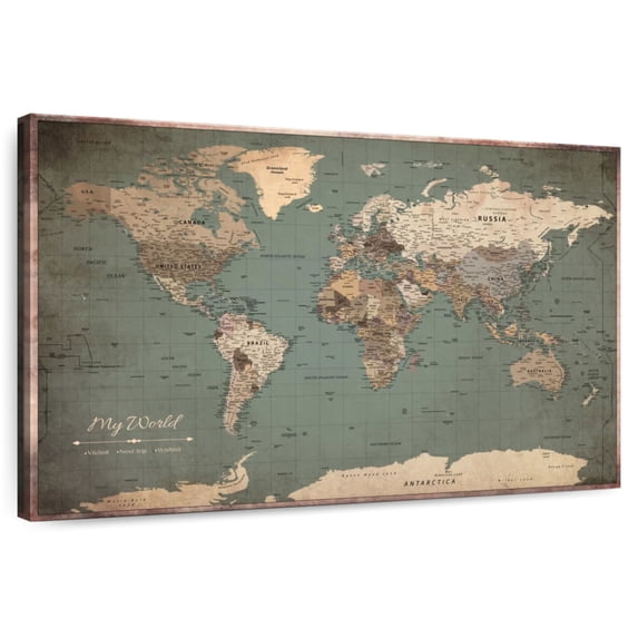 Elephant Stock Who We Are I Push Pin Caribbean Map Wall Art - Map Canvas Canvas - 36" x 24"