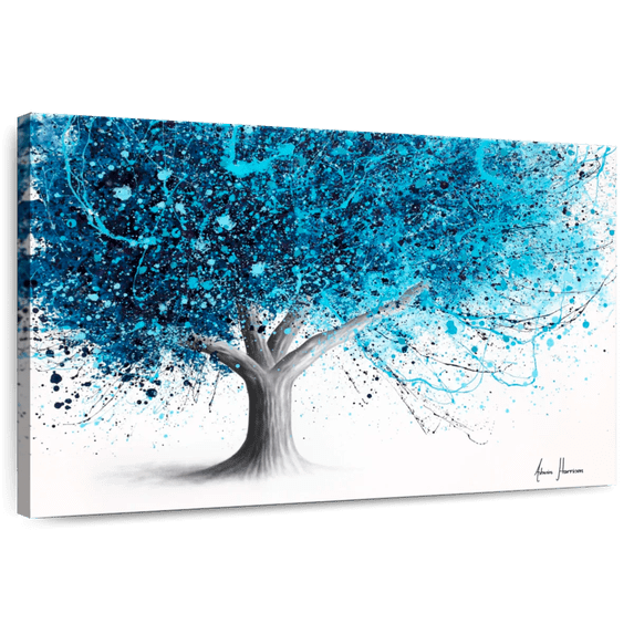 Elephant Stock Wild Ocean Tree Wall Art - Horizontal Canvas Wall Art - Living Room Wall Decor - Floral And Botanical Canvas - Blue And White Decor By Ashvin Harrison - 39" x 26"